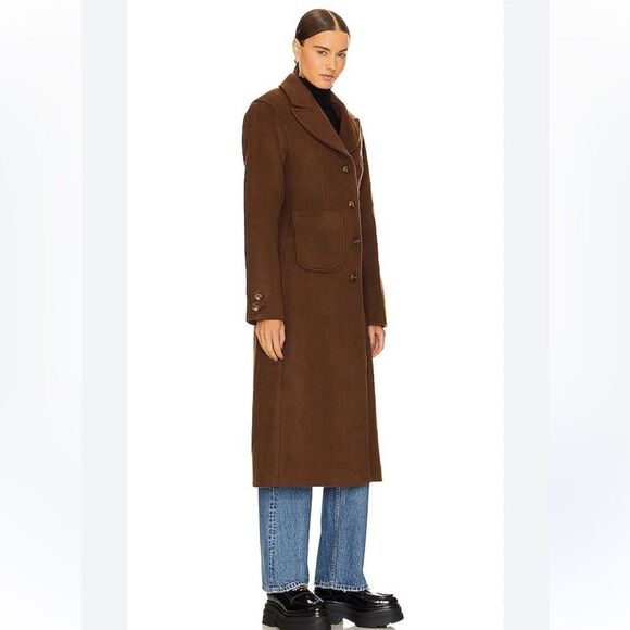 NEW L’Academie x Marianna Long Coat Espresso Brown Size Large - Picture 10 of 10
